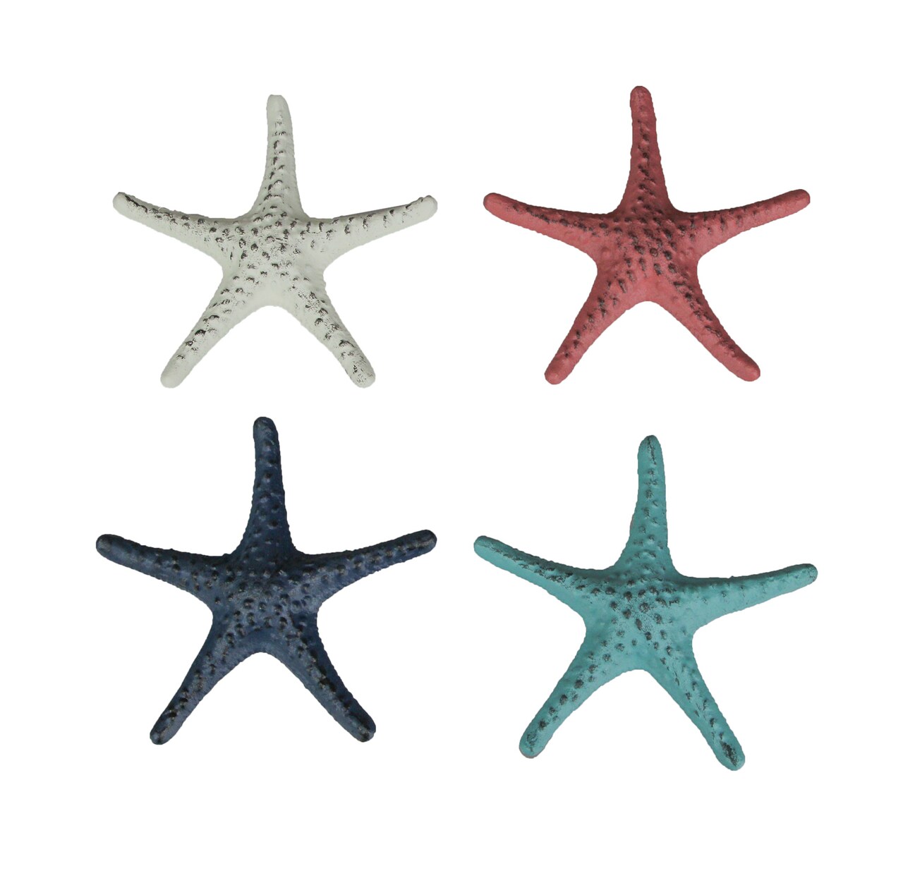 Set of 4 Cast Iron Starfish Home Decor Sea Sculpture Coastal Table Decorations